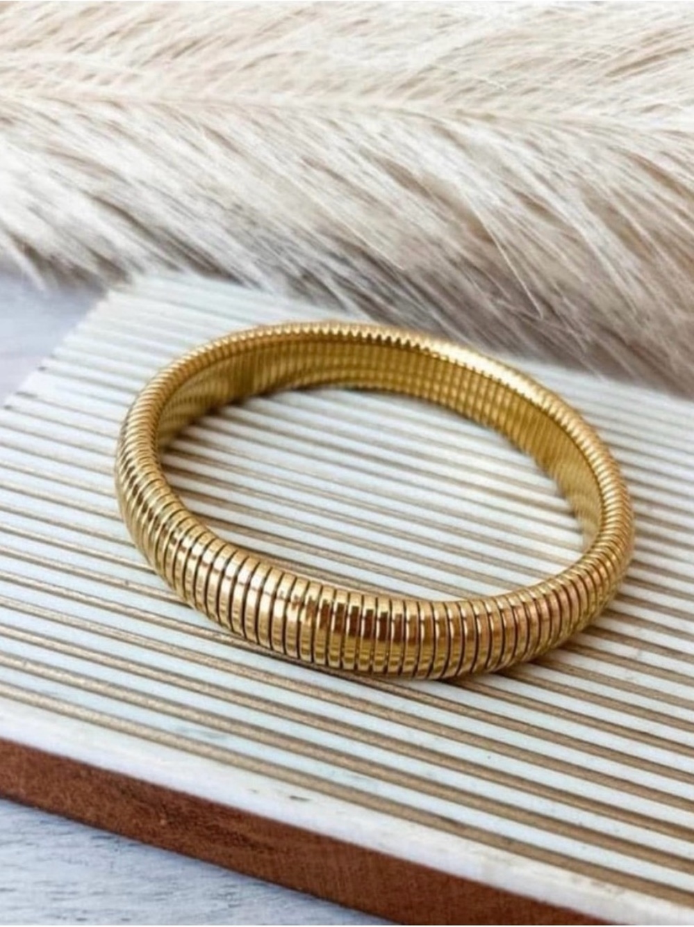Plunder Design Nile Gold Plated Coil Stretch Bracelet